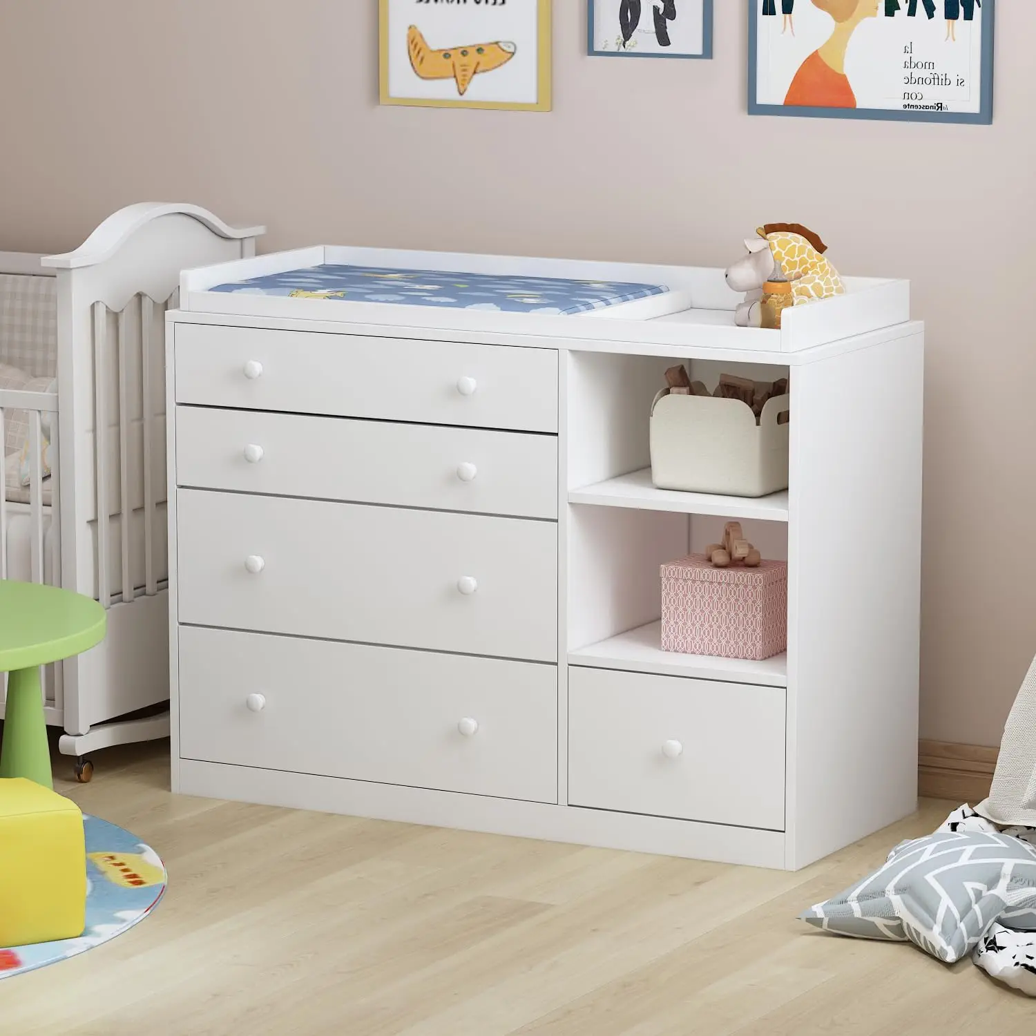 Baby Nursery Chest Of Drawers - Komoda do pokoju dziecięcego, biała komoda