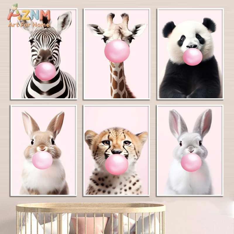 Baby Nursery Giraffe - Uroczy Różowy Panda Żyrafa Królik Gepard