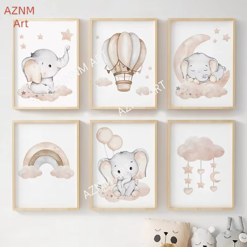 Baby Nursery Ideas - Plakaty dla dzieci z motywem słonia,