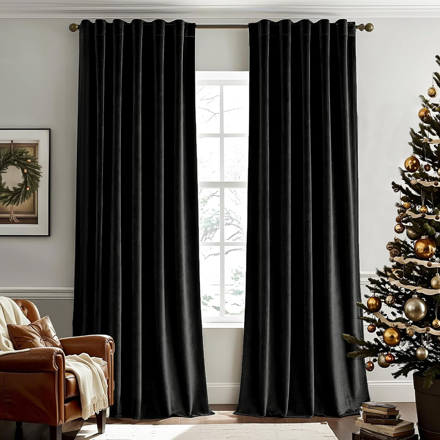 Blackout Curtain Nursery - Czarne aksamitne zasłony o długości 96