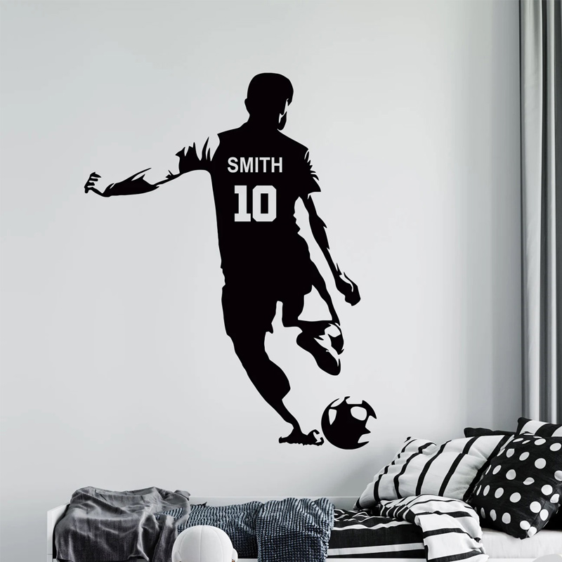 Baby Name Wall Art - Spersonalizowany piłkarz Nazwa i numer Naklejka