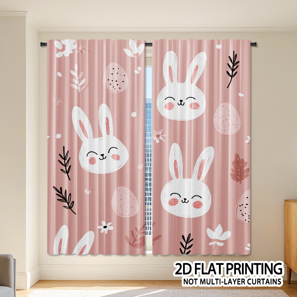 Blackout Curtain Nursery - Urocze zasłony z króliczkami, różowe zaciemniające