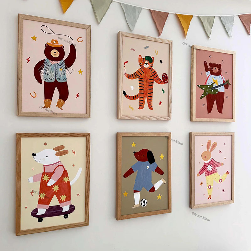 Baby Nursery Ideas - Zabawne kreskówkowe zwierzęta, obraz na płótnie