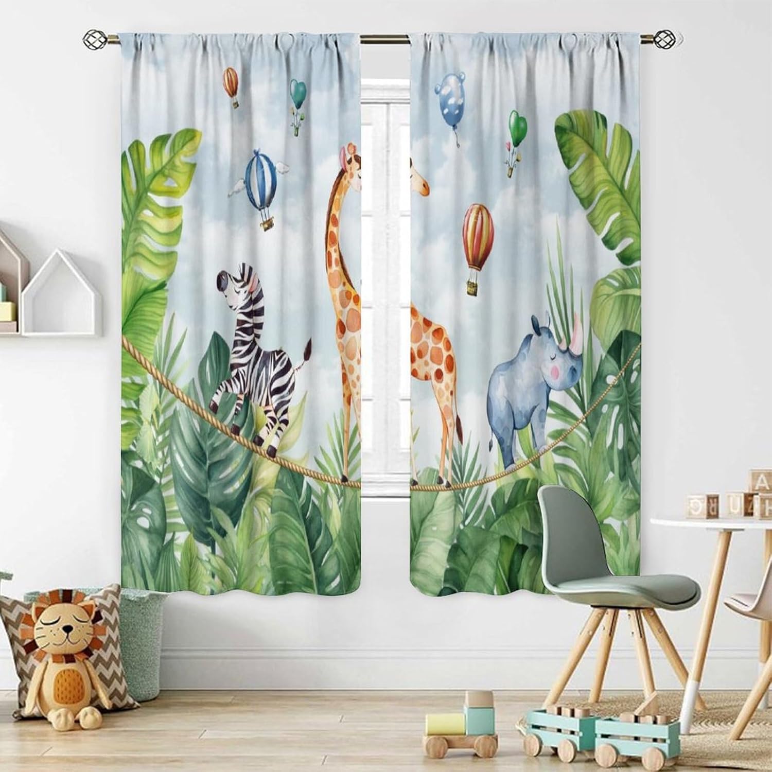 Blackout Curtain Nursery - Zasłony zaciemniające Safari, Jungle, ze wzorem