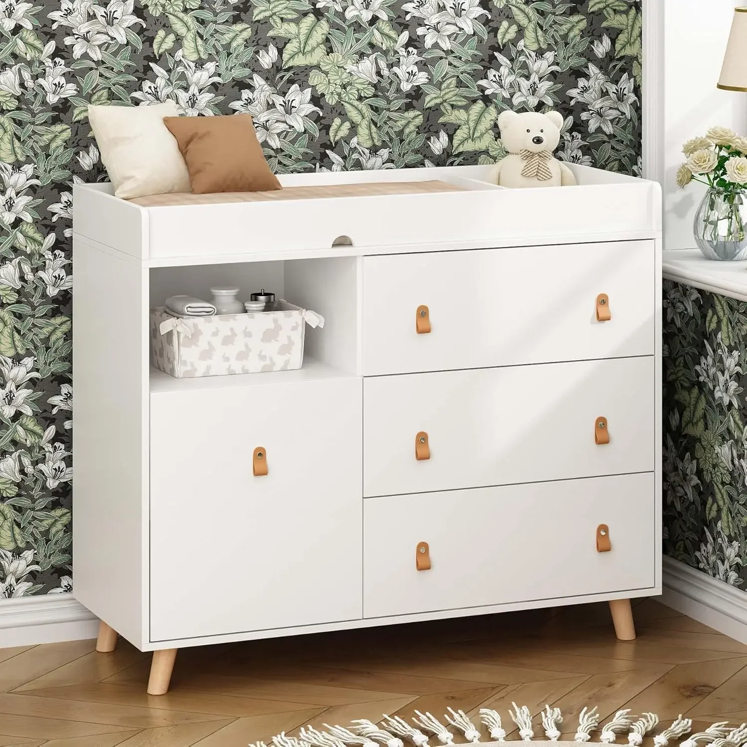 Baby Nursery Chest Of Drawers - Komoda dla niemowląt z przewijakiem, szufladami,