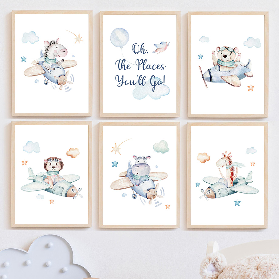 Baby Nursery Giraffe - Zebra Żyrafa Lew Niedźwiedź Samolot Przygoda