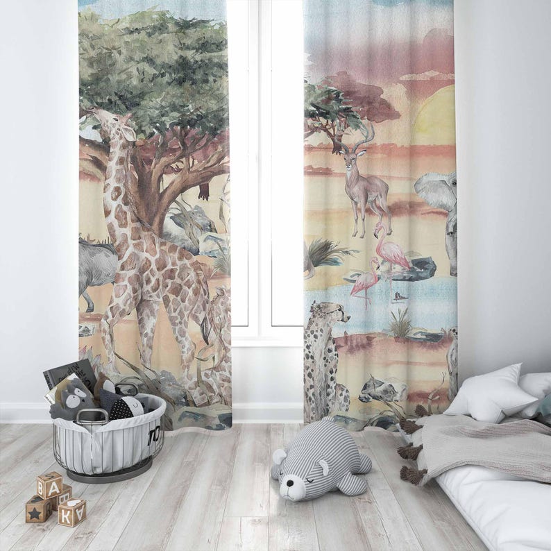 Zasłony Safari Zwierzęta Pokój – Blackout Curtain Nursery recenzja i cena