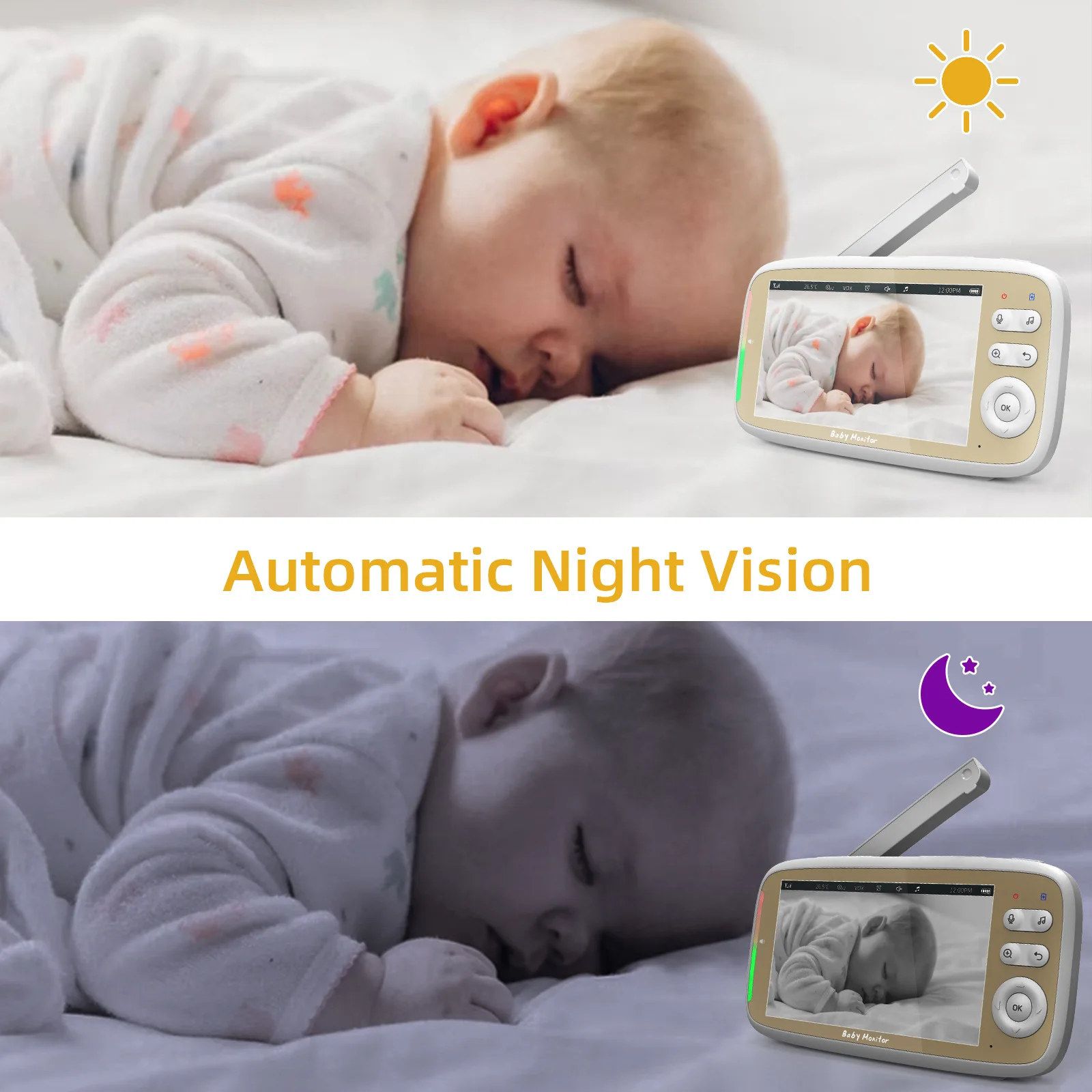 5 Inch Indoor Baby Monitor, me – Baby Monitor Split Screen recenzja i cena