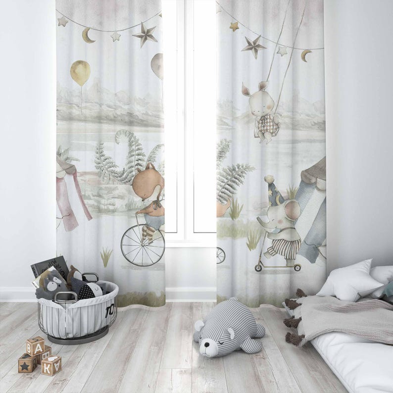 Zasłony ze zwierzętami cyrkowy – Blackout Curtain Nursery recenzja i cena