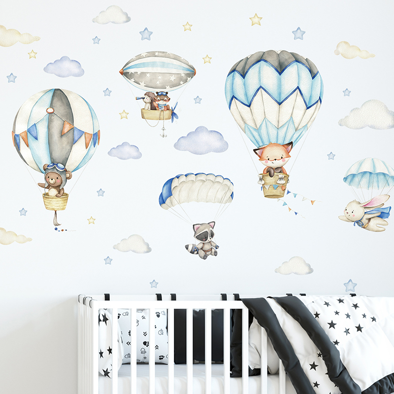 Cartoon Cute Animals Hot Air B – Baby Nursery Ideas recenzja i cena