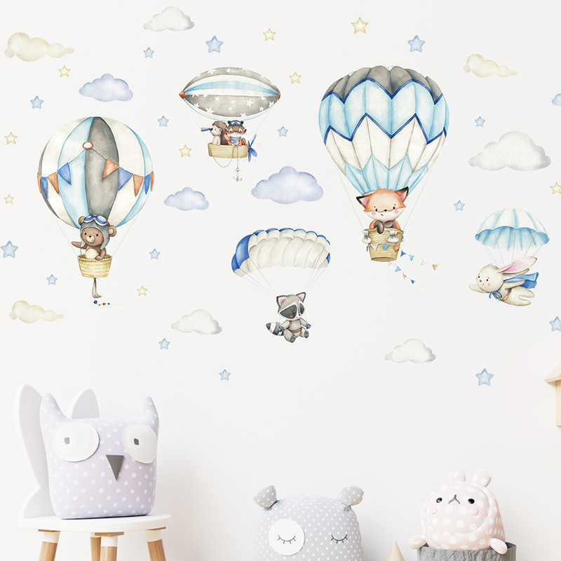 Cartoon Cute Animals Hot Air B – Baby Nursery Ideas recenzja i cena