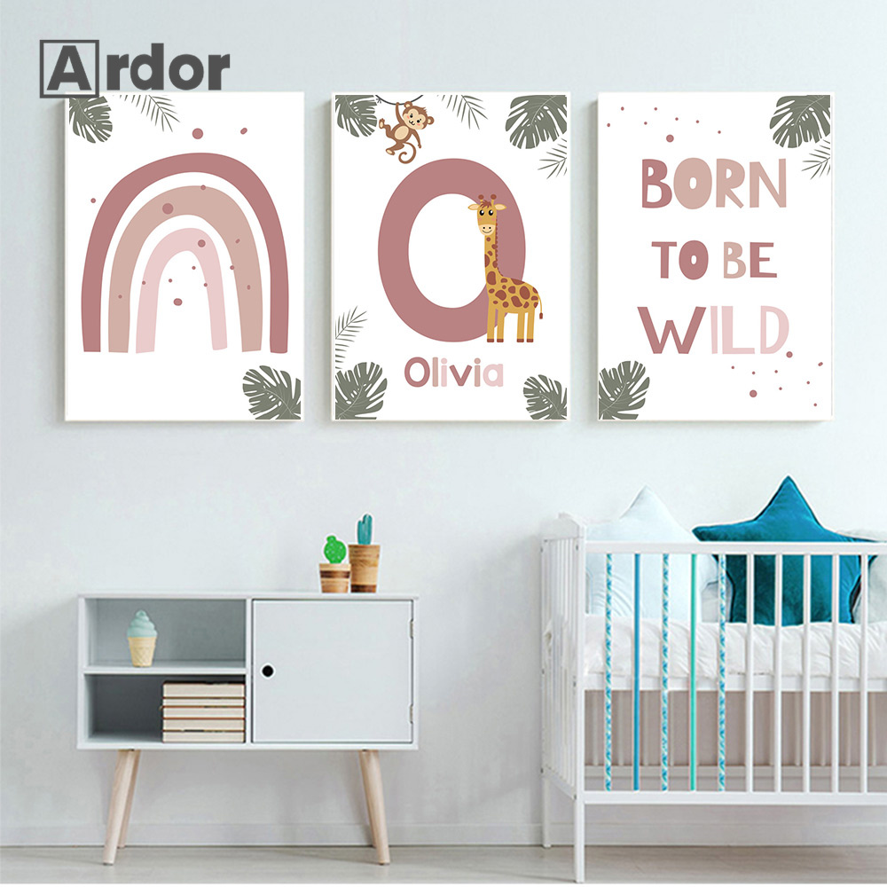 Plakaty ze zwierzętami z nordy – Baby Name Wall Art recenzja i cena