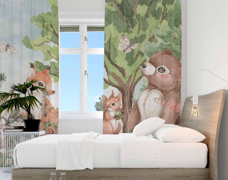 Zasłony z motywem zwierząt leś – Blackout Curtain Nursery recenzja i cena
