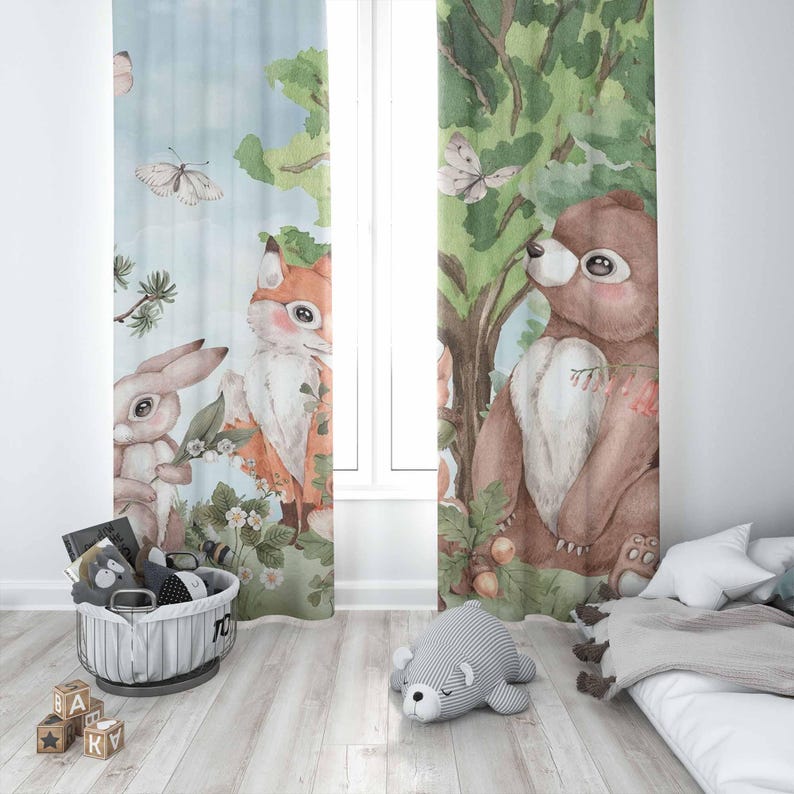 Zasłony z motywem zwierząt leś – Blackout Curtain Nursery recenzja i cena