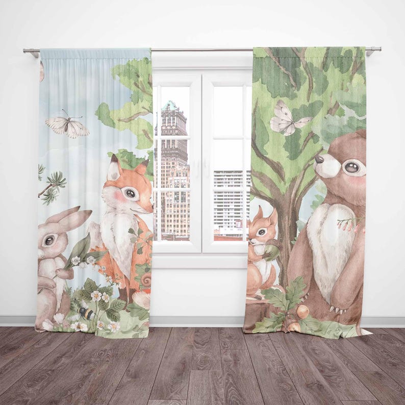 Zasłony z motywem zwierząt leś – Blackout Curtain Nursery recenzja i cena
