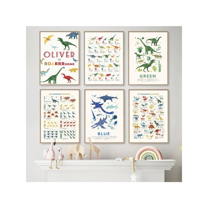 Dinozaury Cyfry Edukacyjne ABC – Baby Name Wall Art recenzja i cena