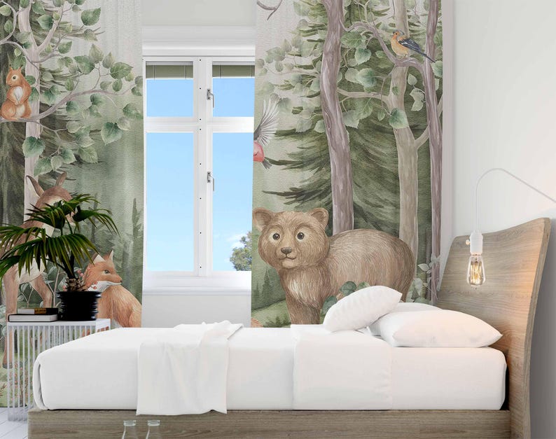 Zasłony z motywem zwierząt leś – Blackout Curtain Nursery recenzja i cena