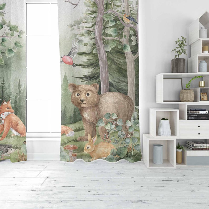 Zasłony z motywem zwierząt leś – Blackout Curtain Nursery recenzja i cena