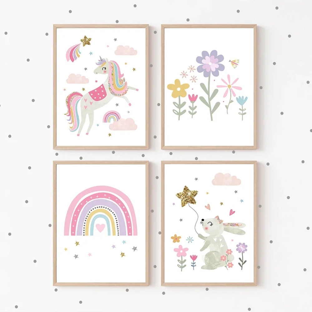 Różowy Jednorożec Królik Tęcza – Baby Name Wall Art recenzja i cena