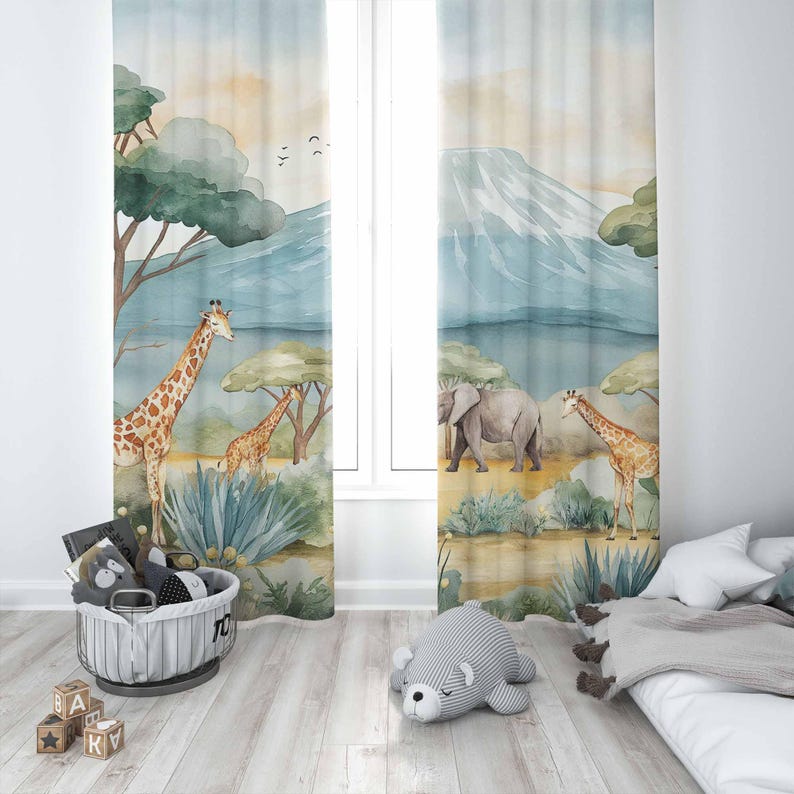 Zasłony Safari Zwierzęta Dziec – Blackout Curtain Nursery recenzja i cena