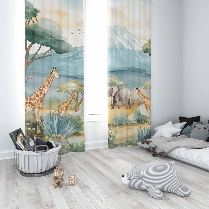 Zasłony Safari Zwierzęta Dziec – Blackout Curtain Nursery recenzja i cena