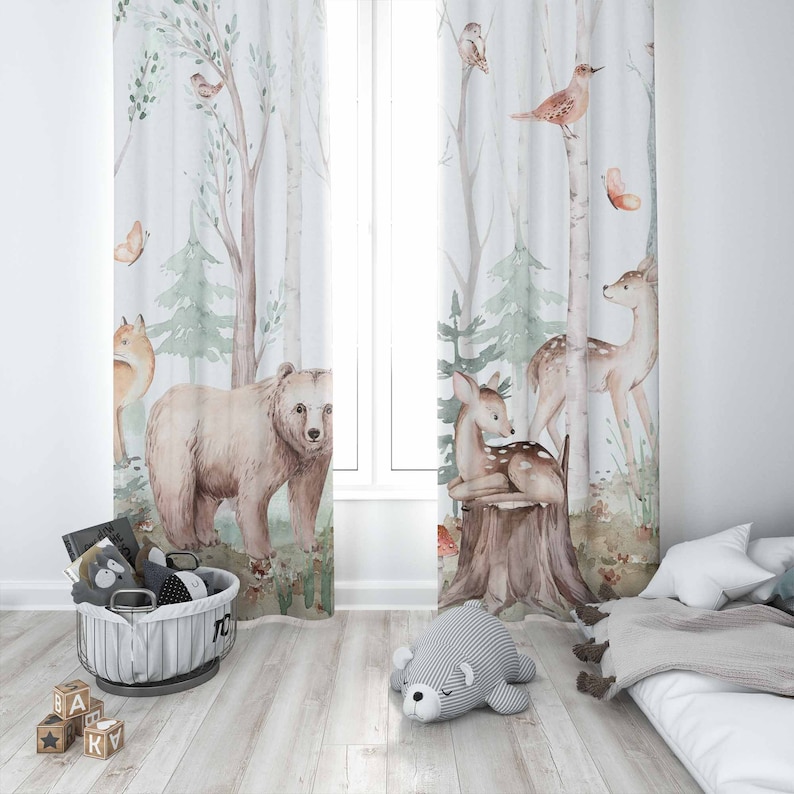 Zasłony z motywem zwierząt leś – Blackout Curtain Nursery recenzja i cena