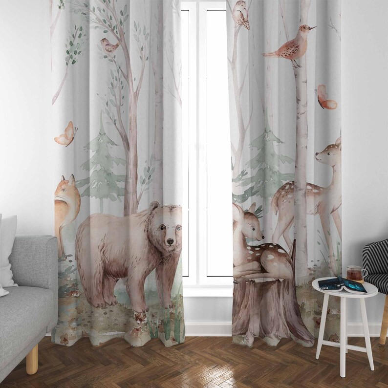 Zasłony z motywem zwierząt leś – Blackout Curtain Nursery recenzja i cena