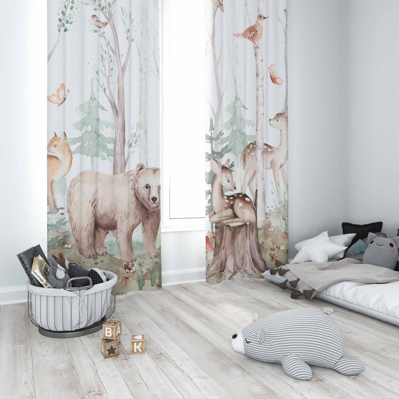 Zasłony z motywem zwierząt leś – Blackout Curtain Nursery recenzja i cena